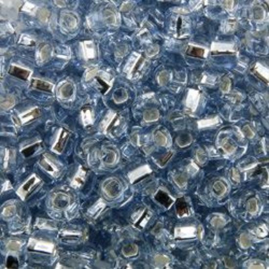 Picture of Size 6 Japanese Seed Beads, Silver-Lined Ice Blue (#19C), Approximately 25 Grams