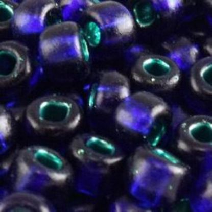 Picture of Size 6 Japanese Seed Beads, Silver-Lined Dark Blue (#46), Approximately 25 Grams