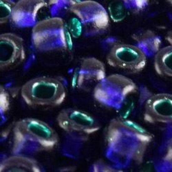Picture of Size 6 Japanese Seed Beads, Silver-Lined Dark Blue (#46), Approximately 25 Grams