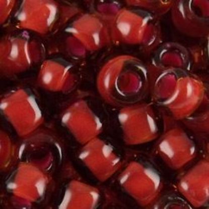 Picture of Size 6 Japanese Seed Beads, Rust Colorlined Burnt Orange(#373A), Approximately 25 Grams