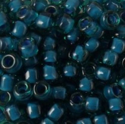 Picture of Size 6 Japanese Seed Beads, Aqua Colorlined Teal (#399O), Approximately 25 Grams