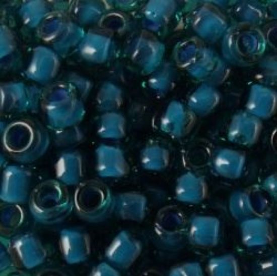 Picture of Size 6 Japanese Seed Beads, Aqua Colorlined Teal (#399O), Approximately 25 Grams