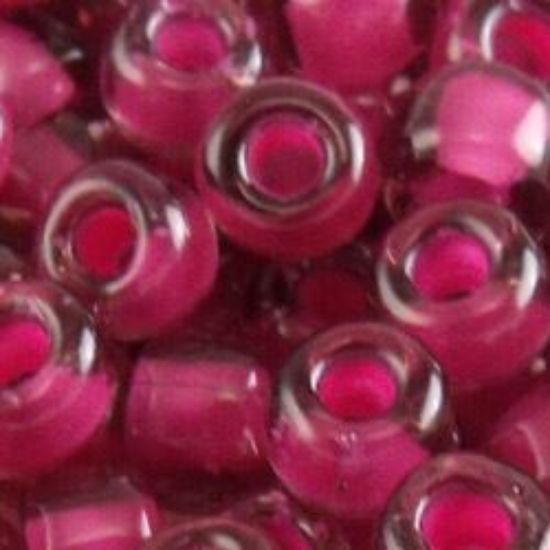 Picture of Size 6 Japanese Seed Beads, Light Amethyst Colorlined Fuchsia (#399D), Approximately 25 Grams