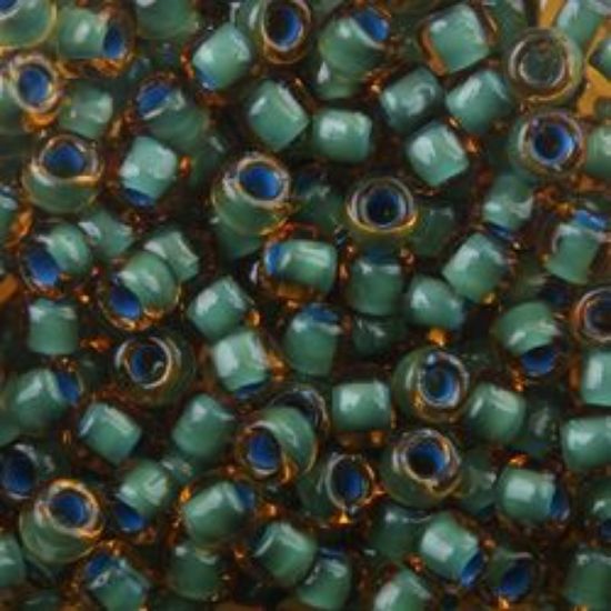 Picture of Size 6 Japanese Seed Beads,Topaz Colorlined Seafoam (#399F), Approximately 25 Grams
