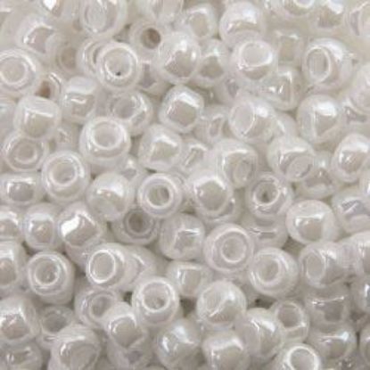 Picture of Opaque Lustre White Pearl Seed Bead #420 / Size 6<br />Approximately 25 Grams