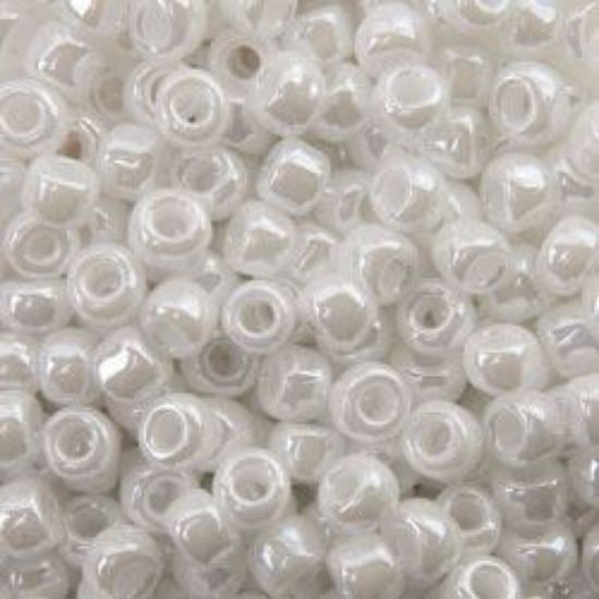 Picture of Opaque Lustre White Pearl Seed Bead #420 / Size 6<br />Approximately 25 Grams