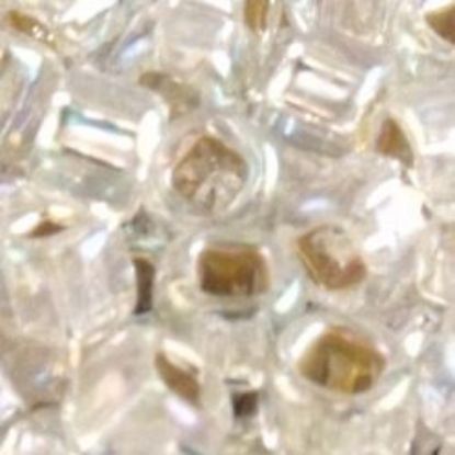 Picture of Size 6 Japanese Seed Beads, Silver-Lined Silver Aurora Borealis (#635), Approximately 25 Grams