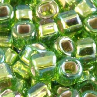 Picture of Size 6 Japanese Seed Beads, Silver-Lined Chartreuse Aurora Borealis (#643A), Approximately 25 Grams