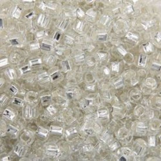 Picture of Size 8 Japanese Seed Beads, Silver-Lined Crystal (#1), Approximately 25 Grams