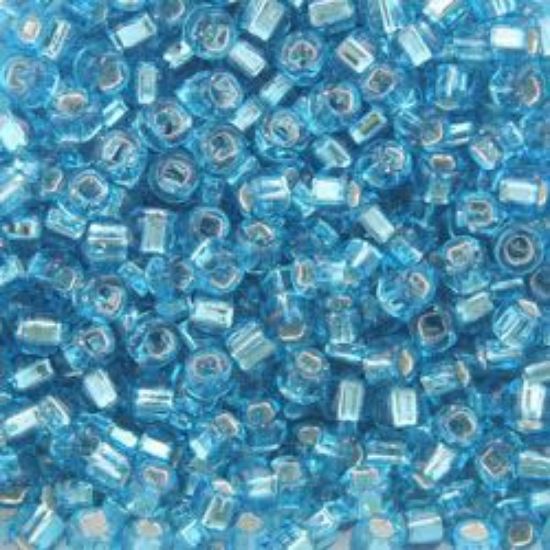 Picture of Size 8 Japanese Seed Beads, Silverlined Aqua (#18), Approximately 25 Grams