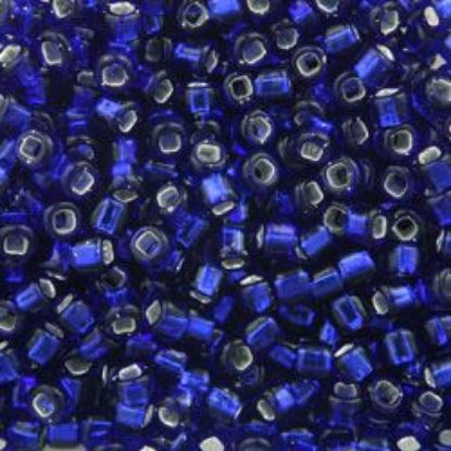 Picture of Size 8 Japanese Seed Beads, Silverlined Cobalt (#20), Approximately 25 Grams