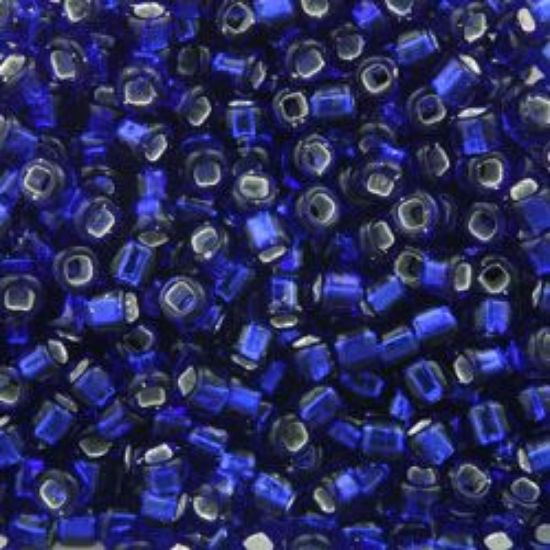 Picture of Size 8 Japanese Seed Beads, Silverlined Cobalt (#20), Approximately 25 Grams