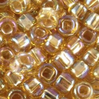 Picture of Size 8 Japanese Seed Beads, Silver-lined Gold Aurora Borealis (#634), Approximately 25 Grams