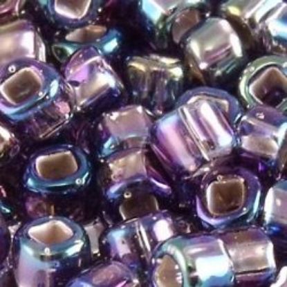 Picture of Size 8 Japanese Seed Beads, Silver-lined Amethyst Aurora Borealis(#639), Approximately 25 Grams