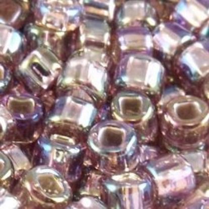 Picture of Size 8 Japanese Seed Beads, Silver-lined Light Amethyst Aurora Borealis (#640), Approximately 25 Grams