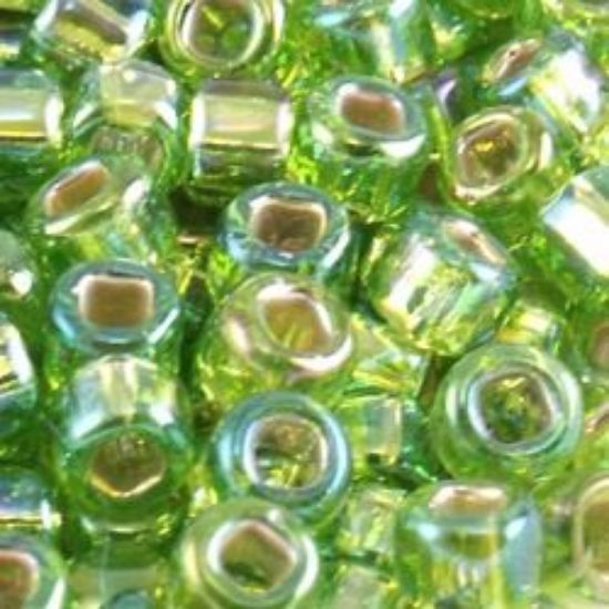 Picture of Size 8 Japanese Seed Beads, Silver-lined Chartreuse Aurora Borealis (#643A), Approximately 25 Grams