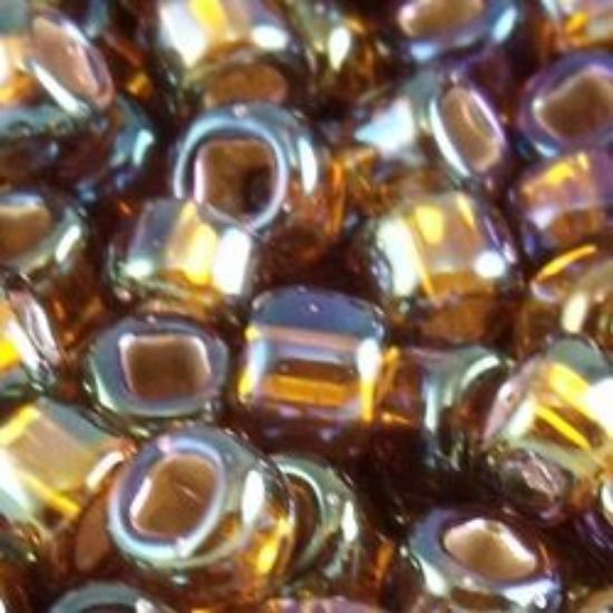 Picture of Size 8 Japanese Seed Beads, Silver-lined Brown Aurora Borealis (#648), Approximately 25 Grams