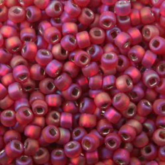 Picture of Size 8 Japanese Seed Beads, Silverlined Fuchsia Aurora Borealis (#F638), Approximately 25 Grams