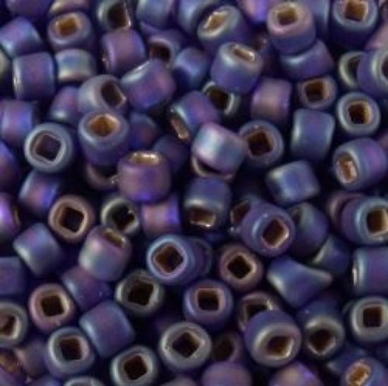 Picture of Size 8 Japanese Seed Beads, Silverlined Cobalt Matte (#F64), Approximately 25 Grams
