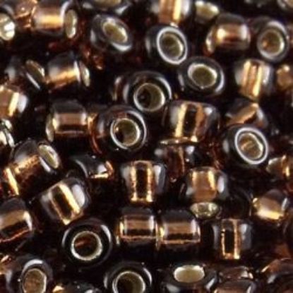 Picture of Size 11 Japanese Seed Beads, Dark Brown Silverlined (#5D), Approximately 25 Grams