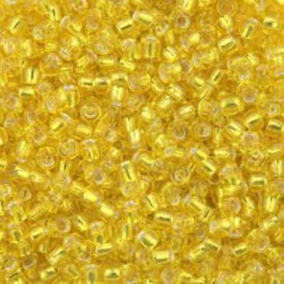 Picture of Size 11 Japanese Seed Beads, Yellow Silverlined (#6), Approximately 25 Grams