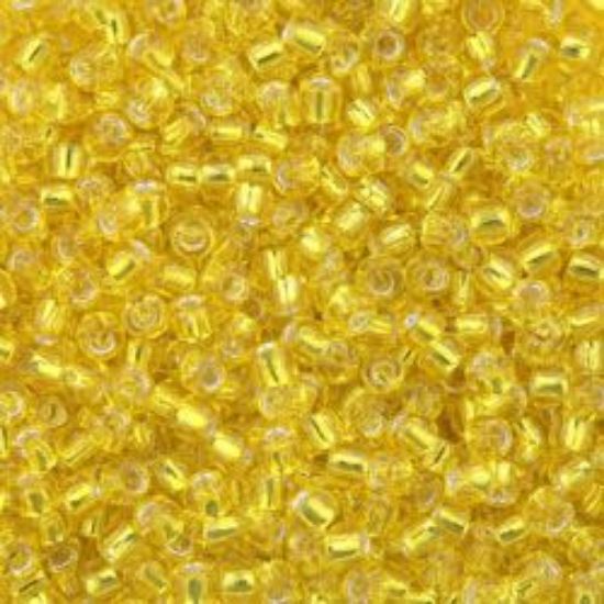 Picture of Size 11 Japanese Seed Beads, Yellow Silverlined (#6), Approximately 25 Grams