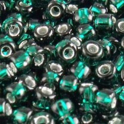 Picture of Size 11 Japanese Seed Beads, Silverlined Dark Green (#16A), Approximately 25 Grams