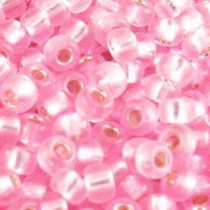 Picture of Size 11 Japanese Seed Beads, Silverlined Bright Pink (#22), (NON PERMANANT COLOR) Approximately 25 Grams