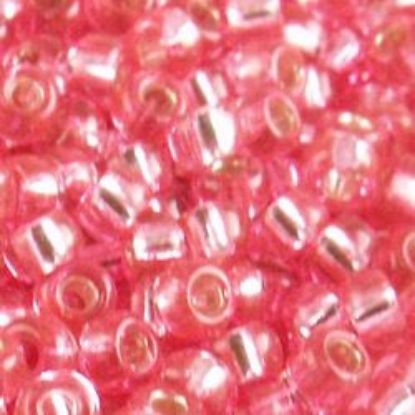 Picture of Size 11 Japanese Seed Beads, Silverlined Dark Pink (#23B), Approximately 25 Grams
