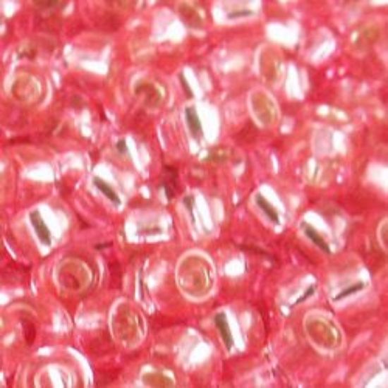 Picture of Size 11 Japanese Seed Beads, Silverlined Dark Pink (#23B), Approximately 25 Grams