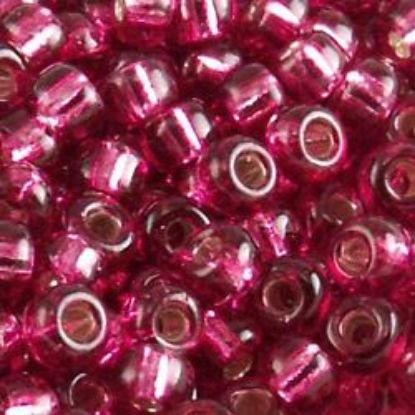 Picture of Size 11 Japanese Seed Beads, Silverlined Dark Fuchsia (#24A) Approximately 25 Grams