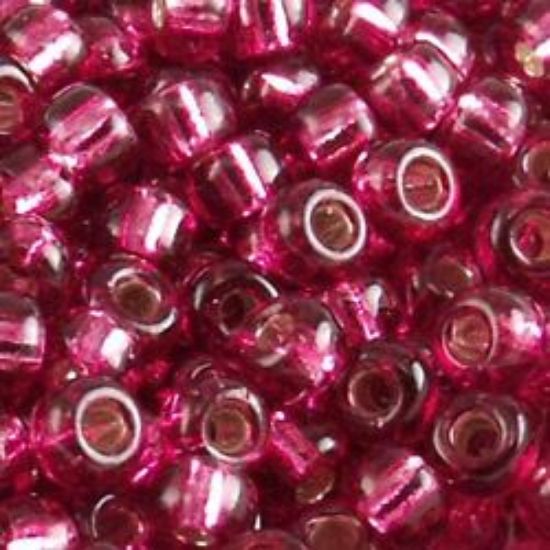 Picture of Size 11 Japanese Seed Beads, Silverlined Dark Fuchsia (#24A) Approximately 25 Grams
