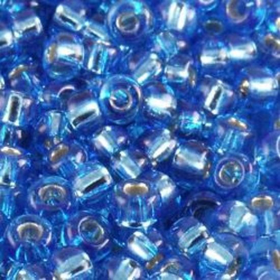 Picture of Size 11 Japanese Seed Beads, Silverlined Aqua Blue (#33), Approximately 25 Grams