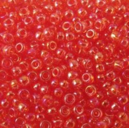 Picture of Size 11 Japanese Seed Beads, Aurora Borealis Red Orange (#253B), Approximately 25 Grams