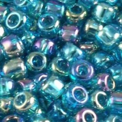 Picture of Size 11 Japanese Seed Beads, Colorlined Dark Teal Aurora Borealis (#259B), Approximately 25 Grams