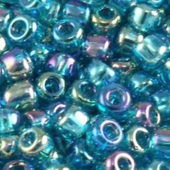 Picture of Size 11 Japanese Seed Beads, Colorlined Dark Teal Aurora Borealis (#259B), Approximately 25 Grams
