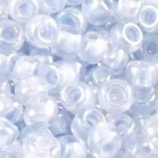 Picture of Size 11 Japanese Seed Beads, Colorlined Pale Aqua Aurora Borealis (#260B), Approximately 25 Grams