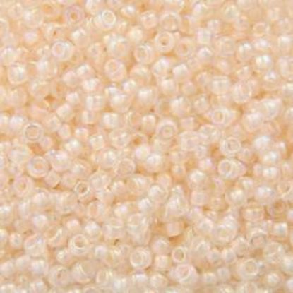 Picture of Size 11 Japanese Seed Beads, Colorlined Light Beige Aurora Borealis (#281), Approximately 25 Grams