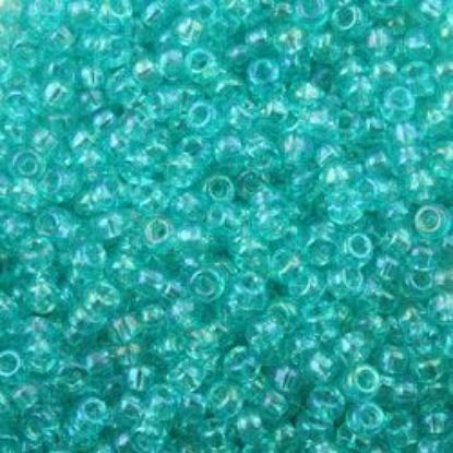 Picture of Size 11 Japanese Seed Beads, Lustre Spearmint Aurora Borealis (#287), Approximately 25 Grams