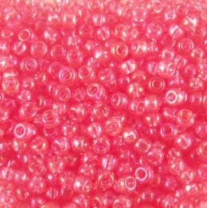 Picture of Size 11 Japanese Seed Beads, Aurora Borealis Lined Fuchsia (#288), Approximately 25 Grams