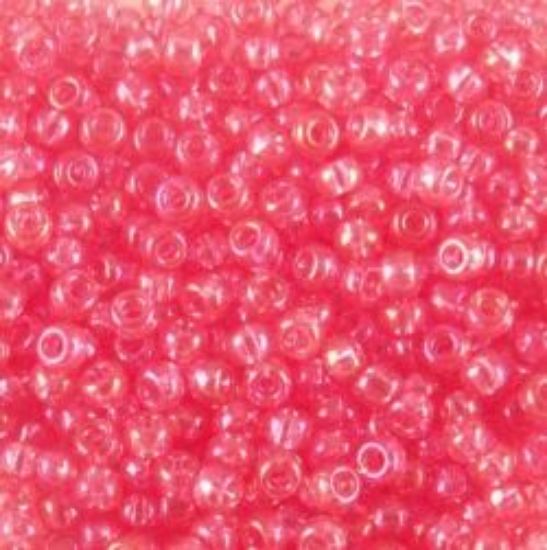 Picture of Size 11 Japanese Seed Beads, Aurora Borealis Lined Fuchsia (#288), Approximately 25 Grams