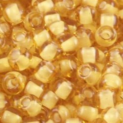 Picture of Size 11 Japanese Seed Beads, Straw Gold Colorlined White (#327E), Approximately 25 Grams