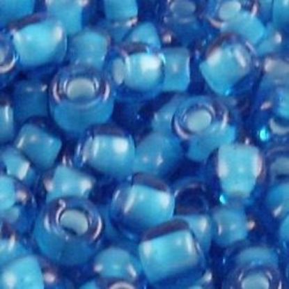 Picture of Size 11 Japanese Seed Beads, Dark Aqua Colorlined White (#327F), Approximately 25 Grams