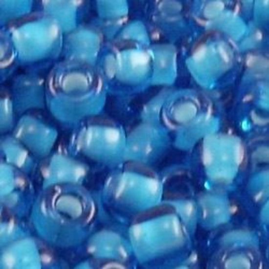 Picture of Size 11 Japanese Seed Beads, Dark Aqua Colorlined White (#327F), Approximately 25 Grams