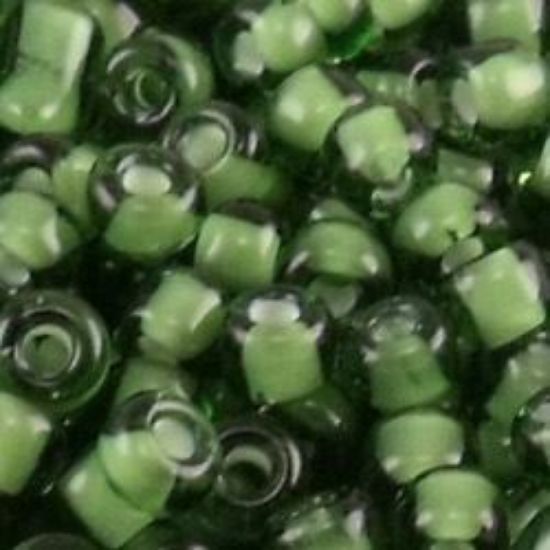 Picture of Size 11 Japanese Seed Beads, Olivene Colorlined White (#327H), Approximately 25 Grams