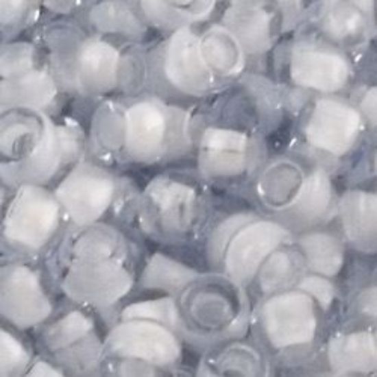 Picture of Size 11 Japanese Seed Beads, Ice Blue Colorlined White (#327M), Approximately 25 Grams