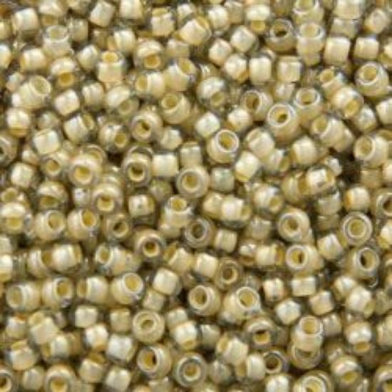 Picture of Size 11 Japanese Seed Beads, Beige Colorlined Light Beige (#329), Approximately 25 Grams