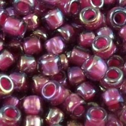Picture of Size 11 Japanese Seed Beads, Amethyst Colorlined Magenta Aurora Borealis (#356E), Approximately 25 Grams