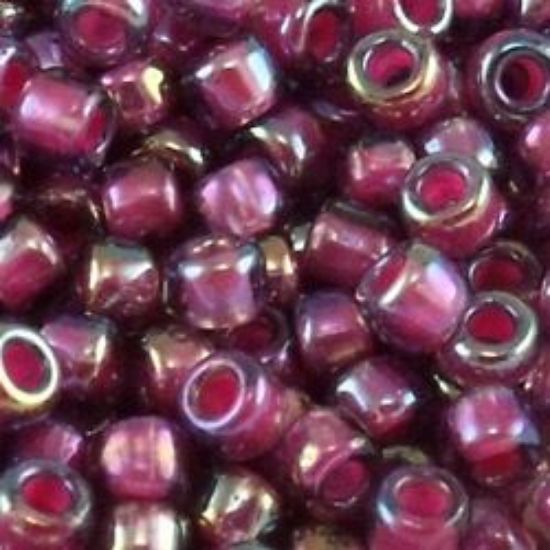 Picture of Size 11 Japanese Seed Beads, Amethyst Colorlined Magenta Aurora Borealis (#356E), Approximately 25 Grams