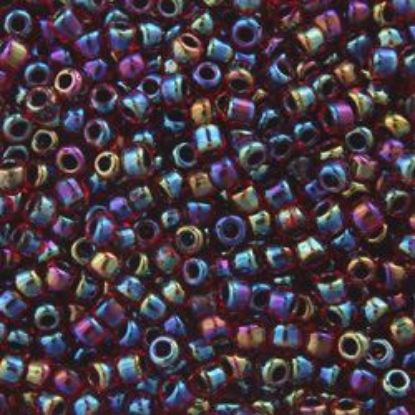 Picture of Size 11 Japanese Seed Beads, Red Colorlined Purple (#367), Approximately 25 Grams